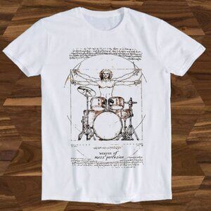 Art Parody Drummer Graphic T-Shirt – Vintage Anatomy Music Illustration Tee